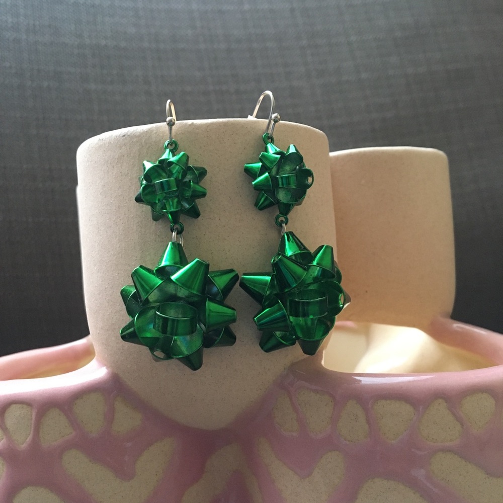 2 for $10/ 3 for $14 Bow Earrings, Gift Bow Earrings, Holiday Earrings, Green